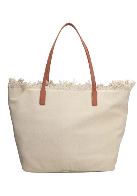 Saint Barth Mc2 TOTE CITY BAG FRINGE IN BEIGE CANVAS MC2 SAINT BARTH | CBMF00101741LBEIGE